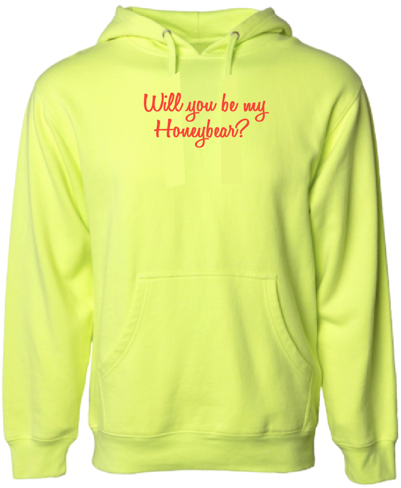 WILL YOU BE MY HONEYBEAR HOODIE HIGHLIGHTER YELLOW
